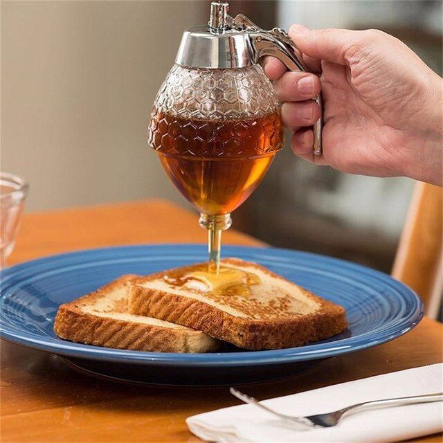 Elegant Crystal Honey Dispenser Honey Syrup Bee Pot Ja