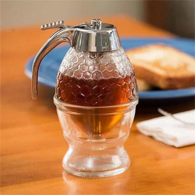 Elegant Crystal Honey Dispenser Honey Syrup Bee Pot Ja