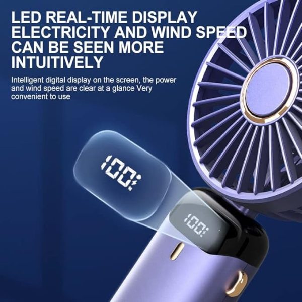 Led Digital Display Rechargeable Fan With Usb Cable – Portable Mini Cooling Fan With Adjustable Speed, Battery Indicator & Easy Charging (random Color)