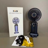 Led Digital Display Rechargeable Fan With Usb Cable – Portable Mini Cooling Fan With Adjustable Speed, Battery Indicator & Easy Charging (random Color)