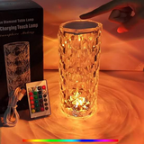 Crystal Rose Diamond LED Table Lamp - 16 Color RGB Touch Sensor Night Light with Remote Control