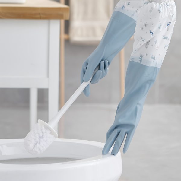 Long Reusable Dishwashing Gloves With Warm Fleece Lining – Extra Long Waterproof Rubber Cleaning Gloves, Anti-slip, Heat Resistant For Kitchen, Laundry, And Household Use (random Color)