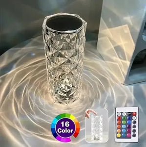 Crystal Rose Diamond LED Table Lamp - 16 Color RGB Touch Sensor Night Light with Remote Control