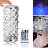 Crystal Rose Diamond LED Table Lamp - 16 Color RGB Touch Sensor Night Light with Remote Control