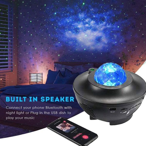 Projector Night Lamp With Music Bluetooth Speaker Table Lamp With Speaker Music Water Wave LED Projector Light Bluetooth Galaxy Projector Sound Light Decoration Room Decoration Home Decoration Light