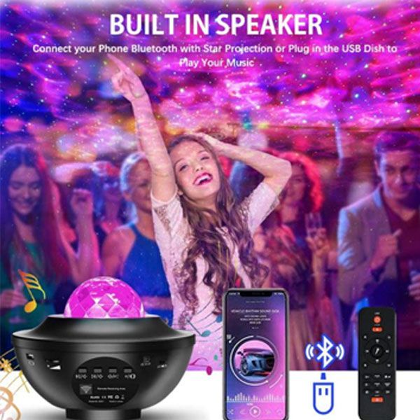 Projector Night Lamp With Music Bluetooth Speaker Table Lamp With Speaker Music Water Wave LED Projector Light Bluetooth Galaxy Projector Sound Light Decoration Room Decoration Home Decoration Light