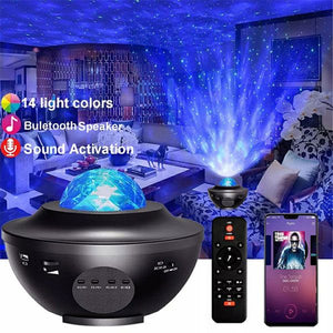 Projector Night Lamp With Music Bluetooth Speaker Table Lamp With Speaker Music Water Wave LED Projector Light Bluetooth Galaxy Projector Sound Light Decoration Room Decoration Home Decoration Light