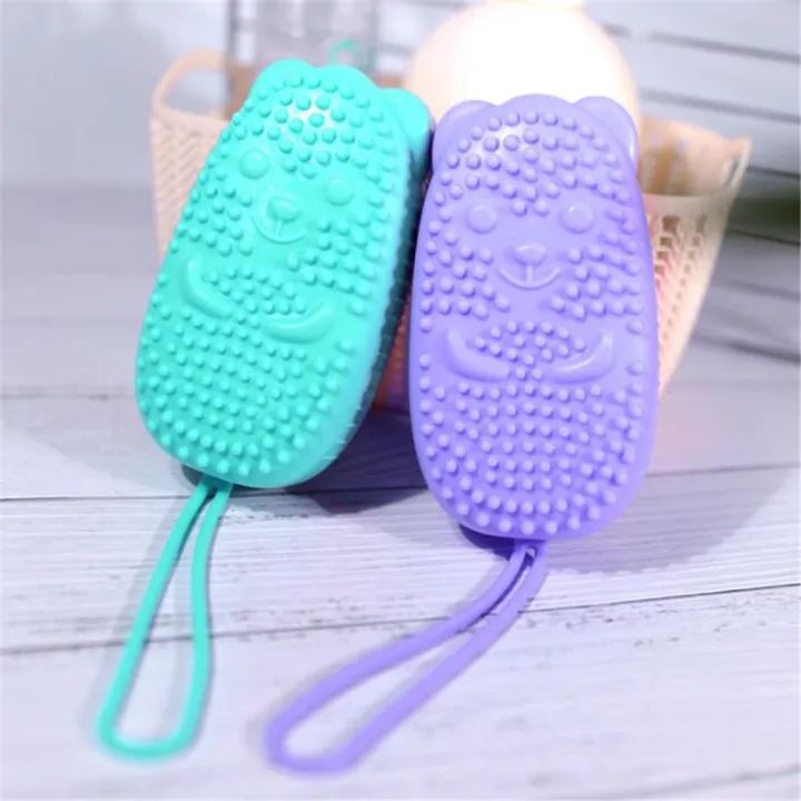Silicone Body Scrubber Bath Sponge 2 in 1 Exfoliating Body Brush Loofah Shower Sponge for Women Men and kids