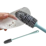 Silicone Feeder Bottle Brush Glass Brush Cup Brushes Long Handle | Silicone Bottle Cleaning Brush With Long Handler (random Color)