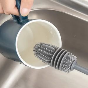 Silicone Feeder Bottle Brush Glass Brush Cup Brushes Long Handle | Silicone Bottle Cleaning Brush With Long Handler (random Color)