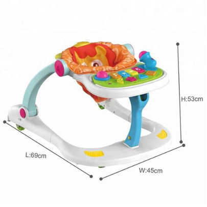 4-in-1 Multifunction Baby Walker with Music & Lights Adjustable Height, Activity Panel & Convertible Design for Toddlers