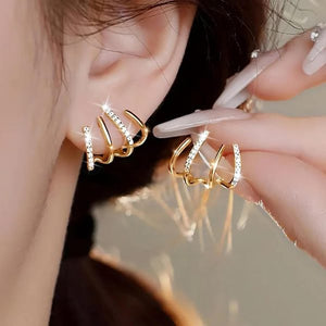 W Shape Zircon Korean Earring Cuff Earrings That Look Like Multiple Piercings For Women